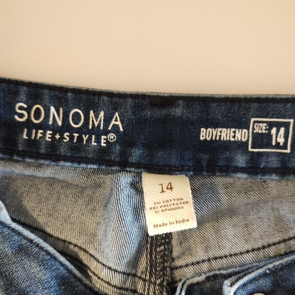 Sonoma Women's Boyfriend Jeans - Medium Blue Denim - Picture 2 of 5